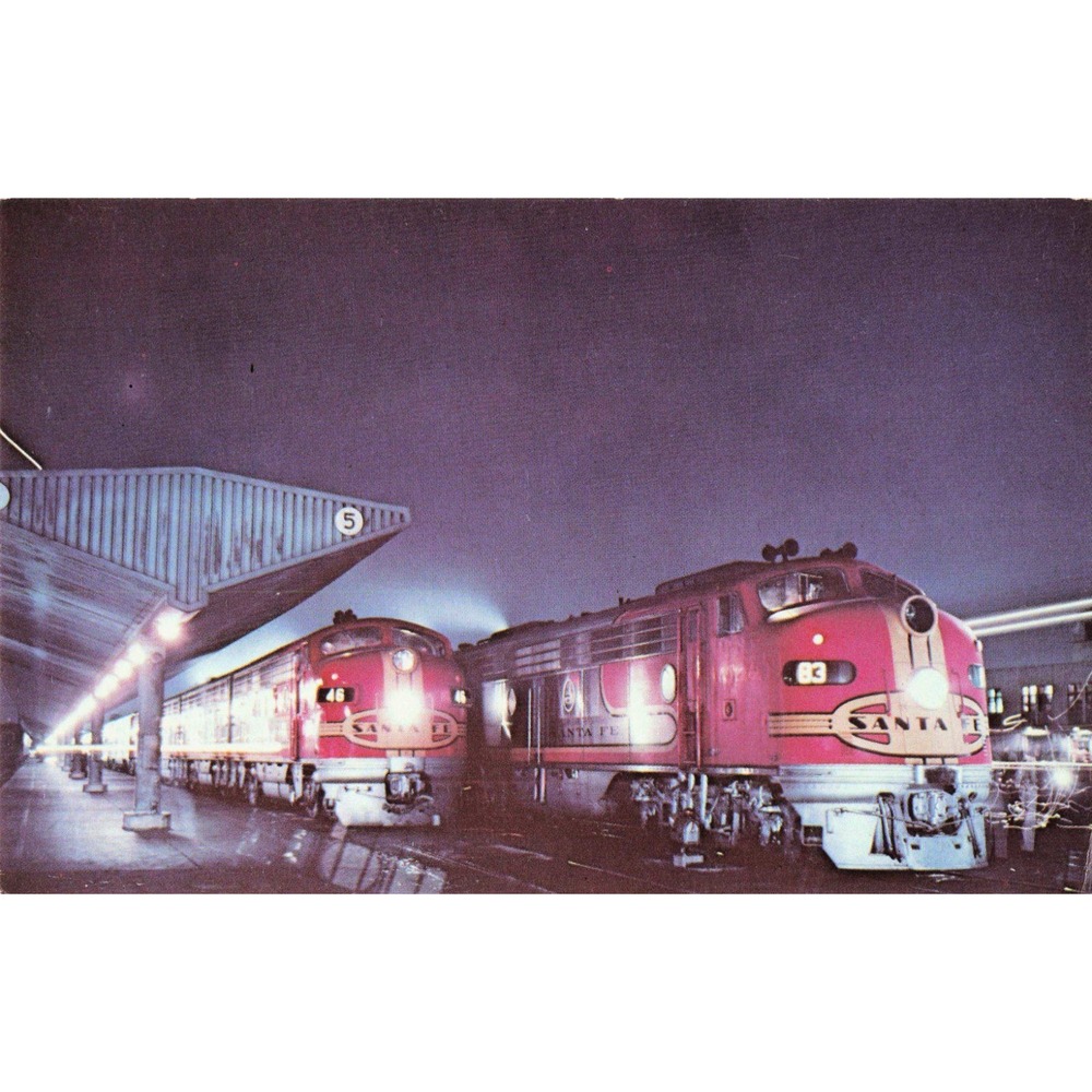 Vintage Santa Fe Super Chief San Diegan Los Angeles Union Terminal Postcard
